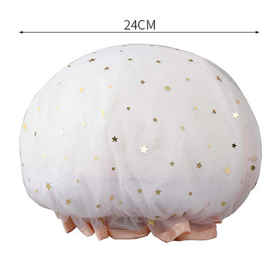 Kétrétegű Kitchen Lady Light Oil füstálló sapka zuhany sapka vízálló felnőtt női zuhanyfürdő sapka sampon sapka aranyos csillogás