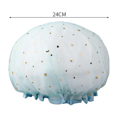 Kétrétegű Kitchen Lady Light Oil füstálló sapka zuhany sapka vízálló felnőtt női zuhanyfürdő sapka sampon sapka aranyos csillogás