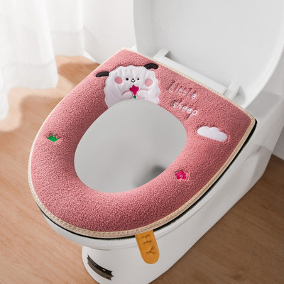 Jauns tualetes sēdekļa pārklāja paklājiņš ar rāvējslēdzēju vannas istabas tualetes paliktņa spilvens ar rokturi, biezāks, mīksts tualetes spilvens vannas istabas aksesuāri