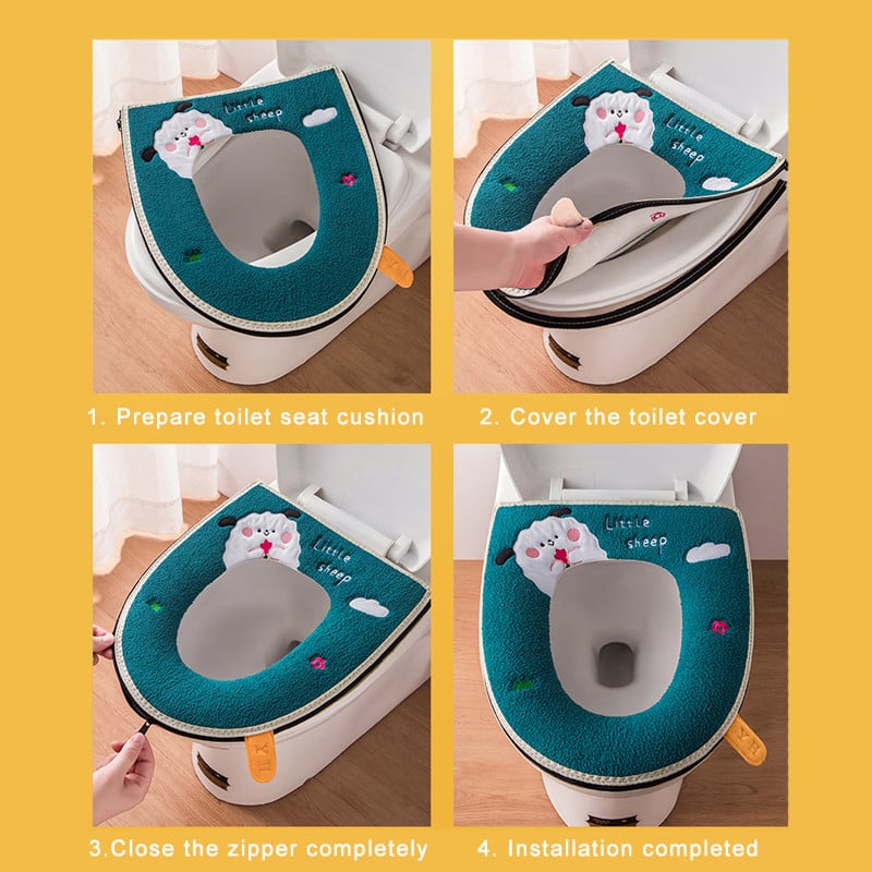 Jauns tualetes sēdekļa pārklāja paklājiņš ar rāvējslēdzēju vannas istabas tualetes paliktņa spilvens ar rokturi, biezāks, mīksts tualetes spilvens vannas istabas aksesuāri