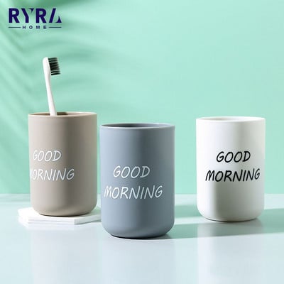 Simple Travel Nordic Good Morning Mouthwash Cup Creative Children Brushing Cup Πλαστικό κύπελλο οδοντόβουρτσας Αξεσουάρ μπάνιου