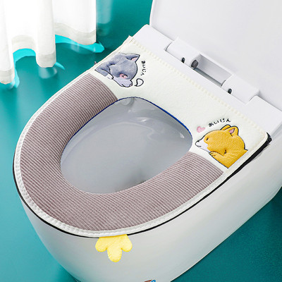 Ziedu siltais tualetes pārsegs sēdekļa vāks augšējais pārsegs Vannas istabas sildītājs tualetes sēdekļa trauks mīksts rāvējslēdzējs mazgājams tualetes sēdekļa pārvalks