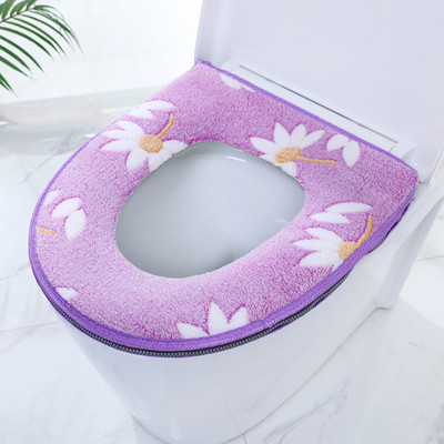 Ziedu siltais tualetes pārsegs sēdekļa vāks augšējais pārsegs Vannas istabas sildītājs tualetes sēdekļa trauks mīksts rāvējslēdzējs mazgājams tualetes sēdekļa pārvalks