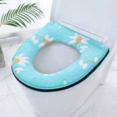 Ziedu siltais tualetes pārsegs sēdekļa vāks augšējais pārsegs Vannas istabas sildītājs tualetes sēdekļa trauks mīksts rāvējslēdzējs mazgājams tualetes sēdekļa pārvalks