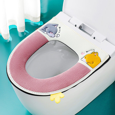 Ziedu siltais tualetes pārsegs sēdekļa vāks augšējais pārsegs Vannas istabas sildītājs tualetes sēdekļa trauks mīksts rāvējslēdzējs mazgājams tualetes sēdekļa pārvalks