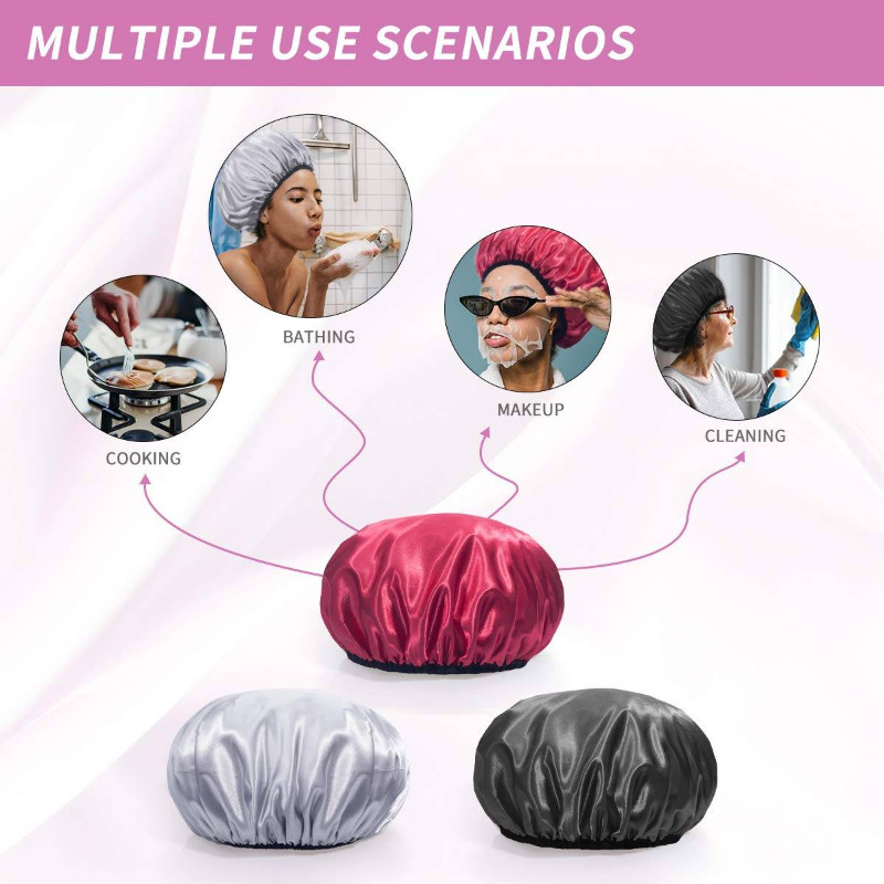 Dušas cepures Īpaši liela matu veidošanas cepure sievietēm, meitenēm, gariem matiem, divslāņu ūdensizturīgs atkārtoti lietojams