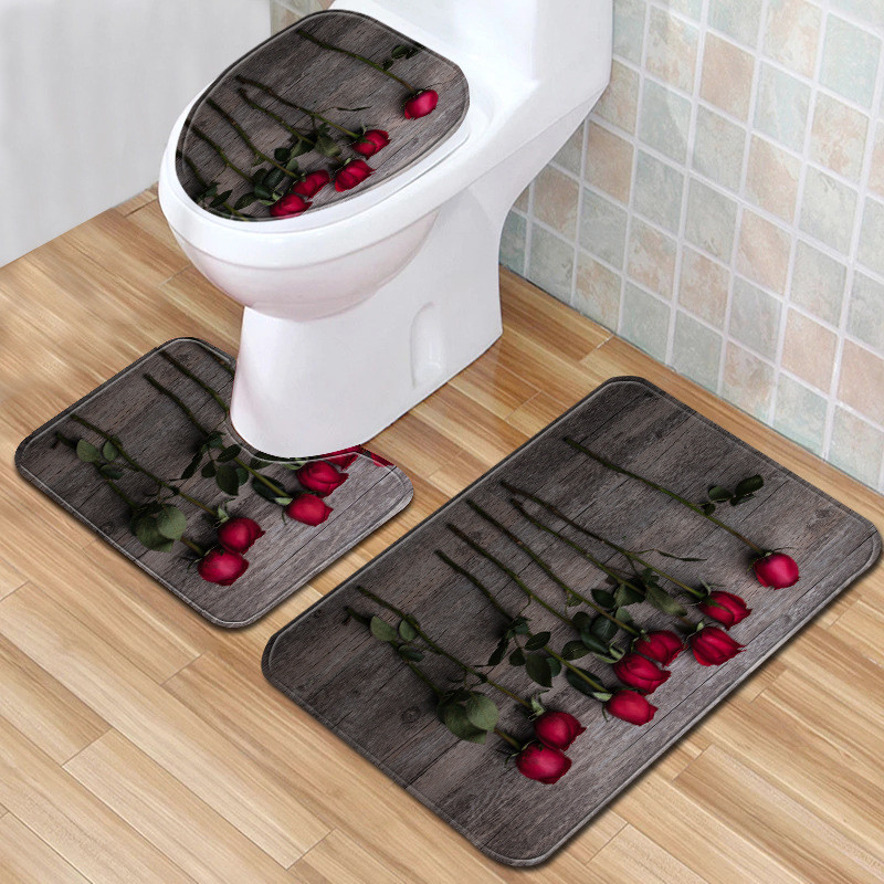 Svijetloplava ploča Prostirka za kupaonicu Prstenovi protiv klizanja Kupaonska prostirka 3D otirač WC prostirka Toillete Navlaka za sjedalo U prostirke 1 kom kupaonske prostirke