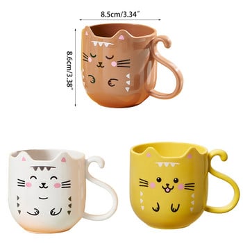 Cute Cat Mouthwash Cup Creative Cartoon Kitten Thickened Pp Material Wash Cup Θήκη οδοντόβουρτσας για ταξίδι καθαρισμού μπάνιου