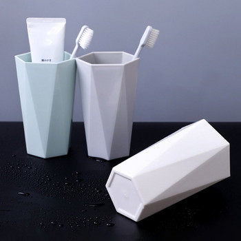 300ml Nordic Plastic Cup Θήκη οδοντόβουρτσας Πλύσιμο Ποτό σπίτι Μπάνιο Οδοντόκουπα σε σχήμα διαμαντιού Κύπελλο Μαύρο Γκρι Λευκό