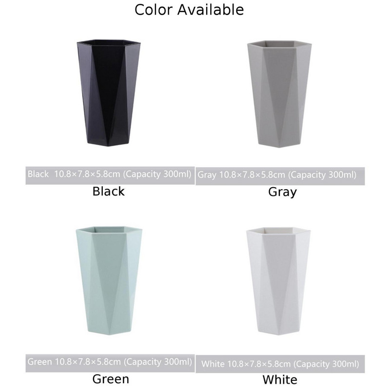 300ml Nordic Plastic Cup Zobu birstes turētājs Mazgāšana Dzert Mājas Vannas istabas Zobu Krūze Dimanta formas kauss Melns Pelēks Balts