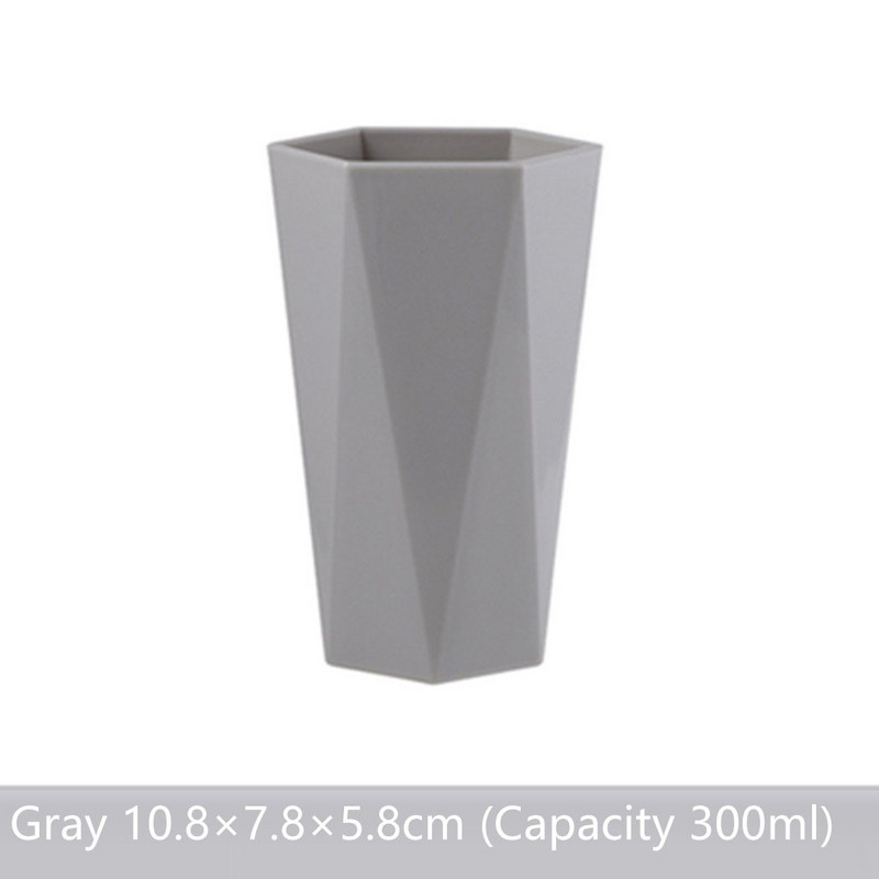 300ml Nordic Plastic Cup Zobu birstes turētājs Mazgāšana Dzert Mājas Vannas istabas Zobu Krūze Dimanta formas kauss Melns Pelēks Balts
