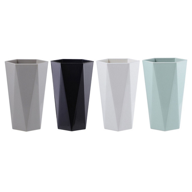 300ml Nordic Plastic Cup Zobu birstes turētājs Mazgāšana Dzert Mājas Vannas istabas Zobu Krūze Dimanta formas kauss Melns Pelēks Balts