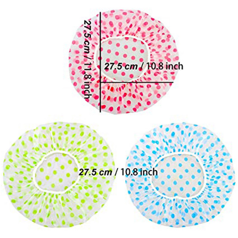 3PCS Fashion ūdensizturīgs dušas vāciņš, punktveida vannas matu pārklājums, cepure Vannas istabas produkti Plaša elastīga josla Vannas istabas dušas cepures Bezmaksas piegāde