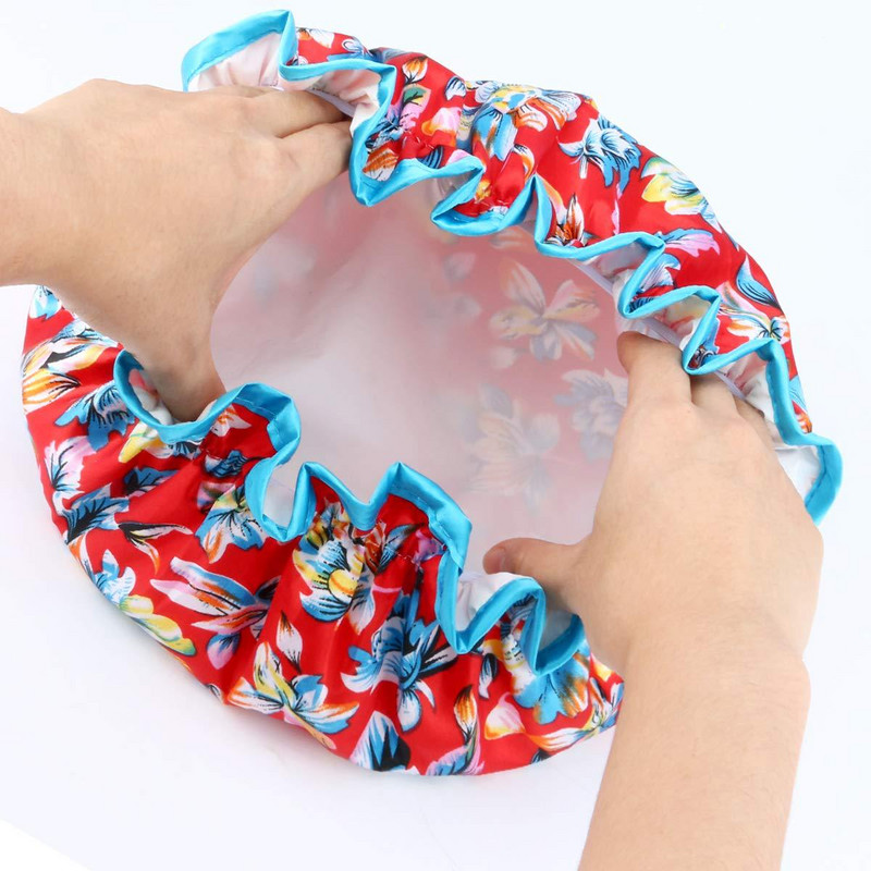 Ūdensnecaurlaidīga dušas cepure Elastīga atkārtoti lietojama peldēšanās matu cepures Matu vanna Divkārši ūdensizturīgi slāņi vannas dušas cepure