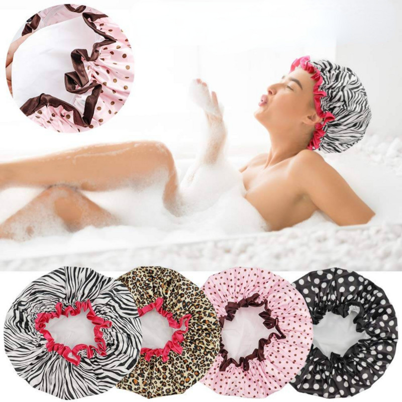 Ūdensnecaurlaidīga dušas cepure Elastīga atkārtoti lietojama peldēšanās matu cepures Matu vanna Divkārši ūdensizturīgi slāņi vannas dušas cepure