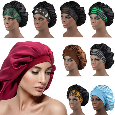 Сатенена плътна копринена шапка за коса sleepong sleeve hijab for sleeping For Women Care Bonnet sleep african Night Sleep Cap Hair Men Unisex