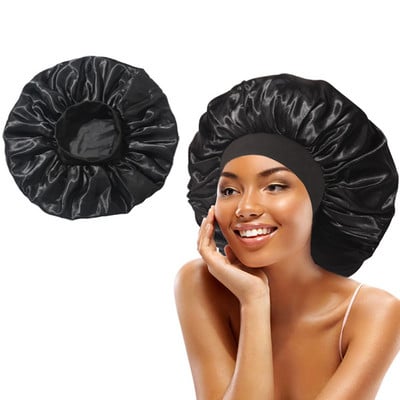 Siidsatiinist kaanega juuksemähis, reguleeritav magamismüts Voodriga vannimütsid naistele meestele, lokkis punutud pikkadele juustele 1 tk