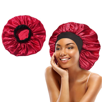 Šilkinio atlaso plaukų apvyniojimas reguliuojamas miegui skirtas kepuraites su pamušalu Vonios kepuraitės moterims Vyrams, garbanotiems ilgiems plaukams, 1 vnt.