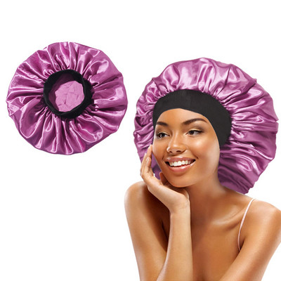 Šilkinio atlaso plaukų apvyniojimas reguliuojamas miegui skirtas kepuraites su pamušalu Vonios kepuraitės moterims Vyrams, garbanotiems ilgiems plaukams, 1 vnt.