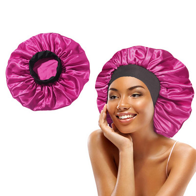 Šilkinio atlaso plaukų apvyniojimas reguliuojamas miegui skirtas kepuraites su pamušalu Vonios kepuraitės moterims Vyrams, garbanotiems ilgiems plaukams, 1 vnt.