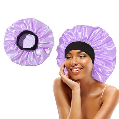 Šilkinio atlaso plaukų apvyniojimas reguliuojamas miegui skirtas kepuraites su pamušalu Vonios kepuraitės moterims Vyrams, garbanotiems ilgiems plaukams, 1 vnt.