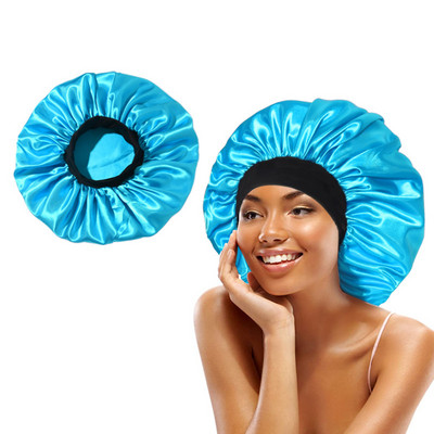 Šilkinio atlaso plaukų apvyniojimas reguliuojamas miegui skirtas kepuraites su pamušalu Vonios kepuraitės moterims Vyrams, garbanotiems ilgiems plaukams, 1 vnt.