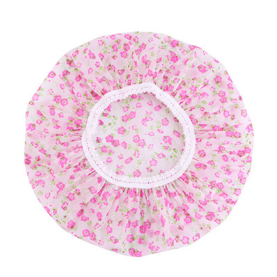 Ūdensizturīgas dušas cepures Atkārtoti lietojama EVA plastmasas vannas vāciņš ar skaistu mežģīņu malu videi draudzīgu matu cepurīti dušai vai ceļojumiem