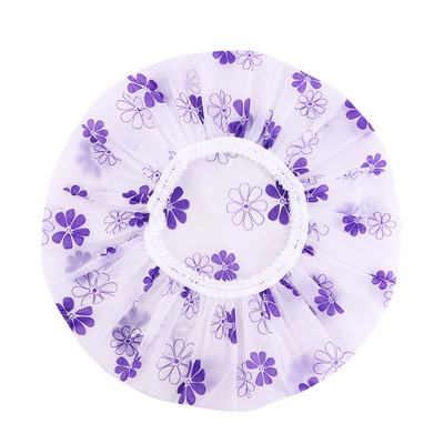 Ūdensizturīgas dušas cepures Atkārtoti lietojama EVA plastmasas vannas vāciņš ar skaistu mežģīņu malu videi draudzīgu matu cepurīti dušai vai ceļojumiem