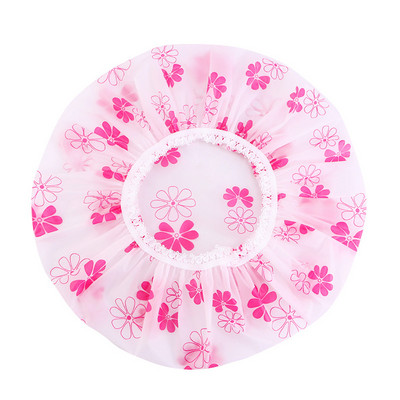 Ūdensizturīgas dušas cepures Atkārtoti lietojama EVA plastmasas vannas vāciņš ar skaistu mežģīņu malu videi draudzīgu matu cepurīti dušai vai ceļojumiem