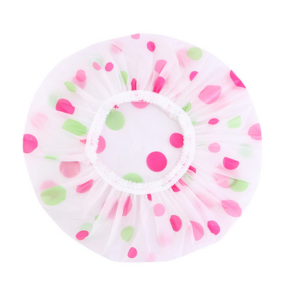 Ūdensizturīgas dušas cepures Atkārtoti lietojama EVA plastmasas vannas vāciņš ar skaistu mežģīņu malu videi draudzīgu matu cepurīti dušai vai ceļojumiem