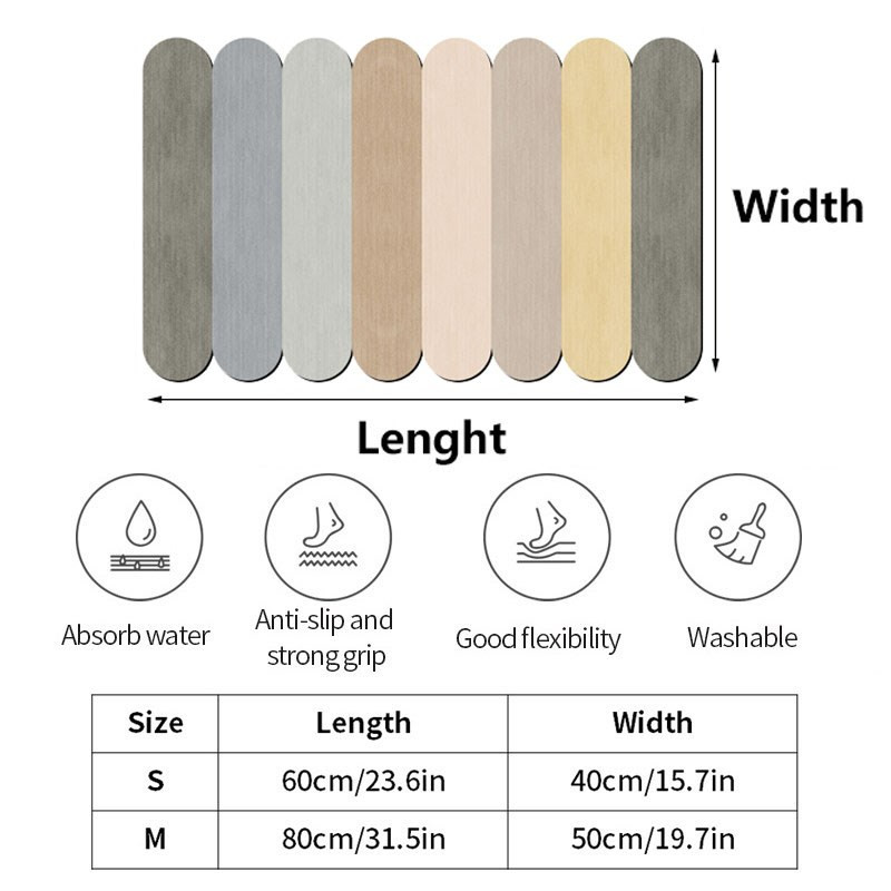 Vannas paklājiņš, īpaši uzsūcošs, ātri žūstošs vannas istabas paklājs, diatomīta paklājs, ieejas durvju paklājiņš guļamistabas viesistabas mājas dekorēšanai