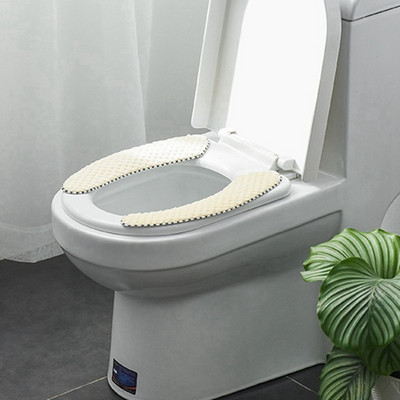 Kaasaskantav korduvkasutatav soe plüüs tualettpott 4 värvi lõikega pestav WC katte komplekt soe kleepuv WC mati iste