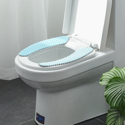 Kaasaskantav korduvkasutatav soe plüüs tualettpott 4 värvi lõikega pestav WC katte komplekt soe kleepuv WC mati iste