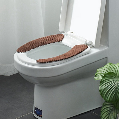 Kaasaskantav korduvkasutatav soe plüüs tualettpott 4 värvi lõikega pestav WC katte komplekt soe kleepuv WC mati iste