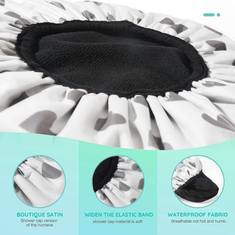 Dušo kepurė Kilpiniu audiniu pamušta EVA išorinė daugkartinio naudojimo trisluoksnė vandeniui atspari didelė vonia plaukų kepuraitė, skirta visiems plaukams kelionėms į viešbutį