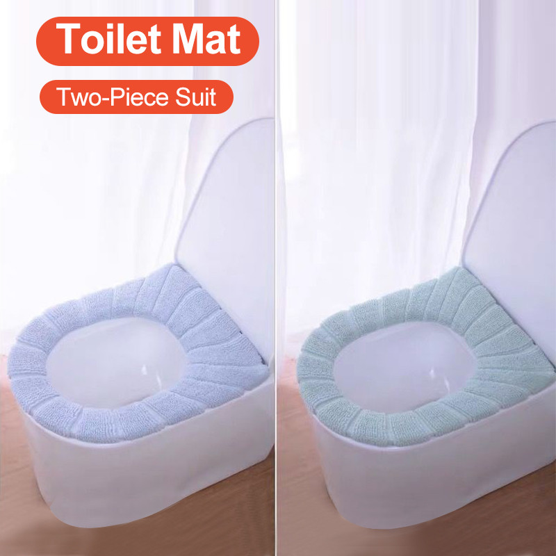 2 gab Nordic Style tualetes paklājiņš Mājsaimniecības tualetes sēdeklis ziemas biezināts tualetes sēdeklis Universāls Closestool spilvens mazgājams