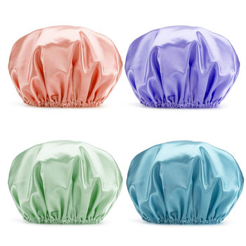 Καπέλα ντους με διπλά αδιάβροχα στρώματα Επαναχρησιμοποιήσιμα Καπέλα μαλλιών EVA για γυναίκες Προστασία μαλλιών ανδρών