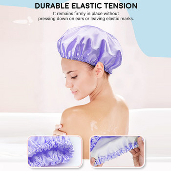 Καπέλα ντους με διπλά αδιάβροχα στρώματα Επαναχρησιμοποιήσιμα Καπέλα μαλλιών EVA για γυναίκες Προστασία μαλλιών ανδρών