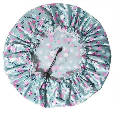 Dušas cepures Atkārtoti lietojama ūdensnecaurlaidīga vannas cepure Īpaši liela dušas cepure divslāņu ar PEVA oderi, regulējamu elastīgo joslu