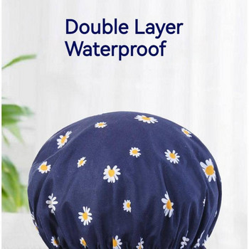 Шапки за душ Водоустойчива двуслойна шапка за баня Еластична шапка за баня с PEVA подплата за многократна употреба за дълга къса къдрава гъста коса