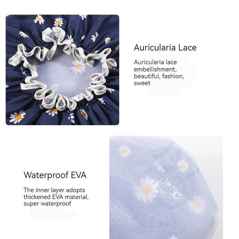 Dušas cepures Ūdensnecaurlaidīga divslāņu matu vannas cepure Atkārtoti lietojama elastīga ar PEVA oderi peldoša dušas cepure gariem, īsiem, cirtainiem, bieziem matiem