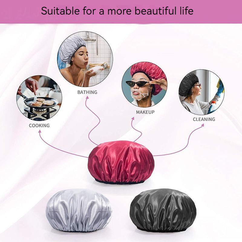 Dušas cepures izdrukas Ūdensizturīga liela atvere īsiem un gariem matiem Atkārtoti lietojama vannas matu cepure sievietēm vīriešiem un bērniem
