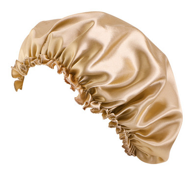 Satīna Bonnet matu cepures Regulējama miega nakts vāciņš galvas vāka cepure dušas vāciņš cirtainu, elastīgu matu veidošanai