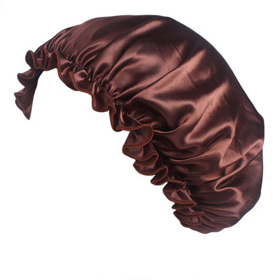 Satīna Bonnet matu cepures Regulējama miega nakts vāciņš galvas vāka cepure dušas vāciņš cirtainu, elastīgu matu veidošanai