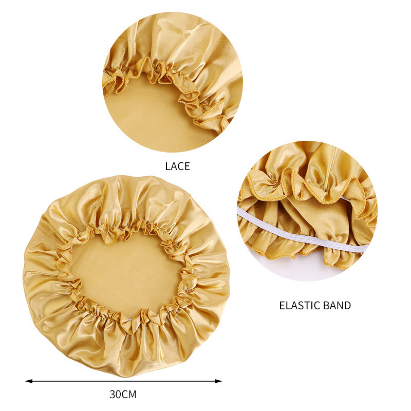 Satīna Bonnet matu cepures Regulējama miega nakts vāciņš galvas vāka cepure dušas vāciņš cirtainu, elastīgu matu veidošanai
