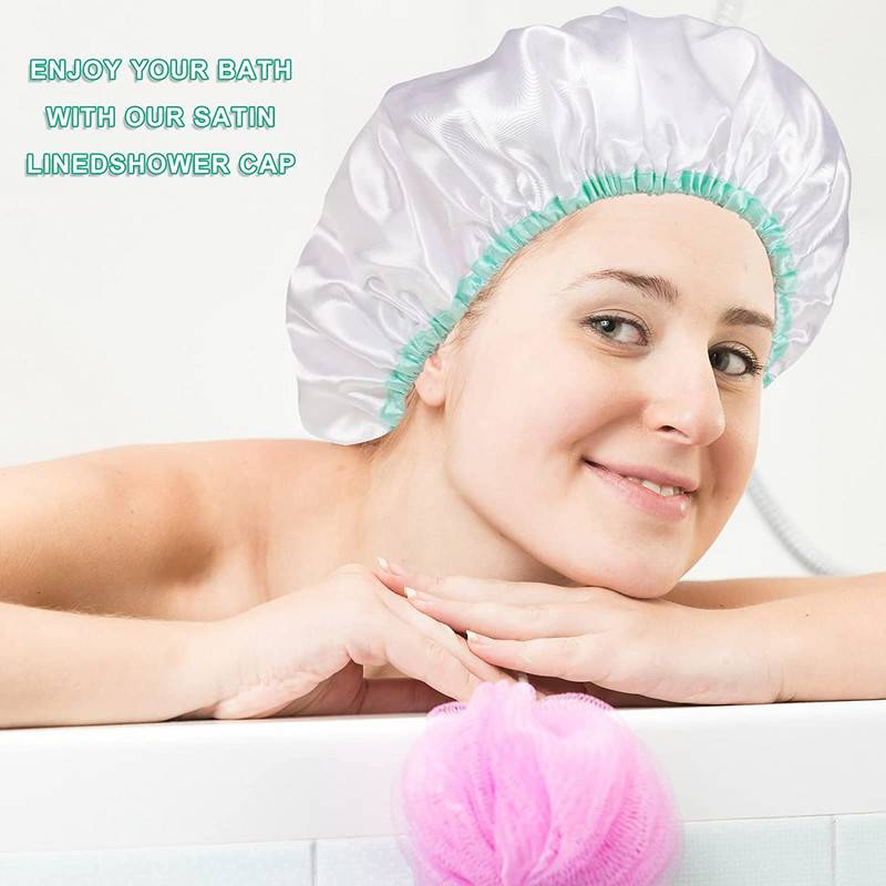 Dušas cepure Ūdensnecaurlaidīga mazgājama liela dušas cepure gariem matiem atkārtoti lietojama elastīga pārsega vanna dušas spa salonam