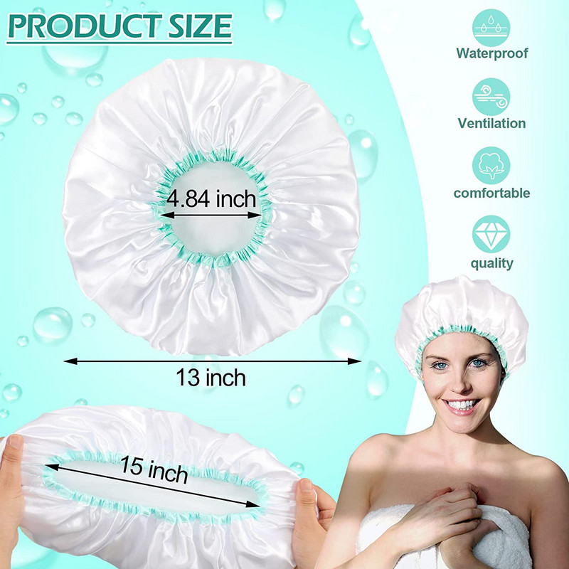 Dušas cepure Ūdensnecaurlaidīga mazgājama liela dušas cepure gariem matiem atkārtoti lietojama elastīga pārsega vanna dušas spa salonam