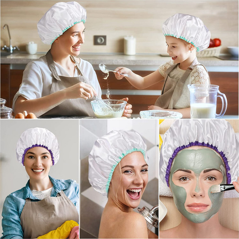 Dušas cepure Ūdensnecaurlaidīga mazgājama liela dušas cepure gariem matiem atkārtoti lietojama elastīga pārsega vanna dušas spa salonam