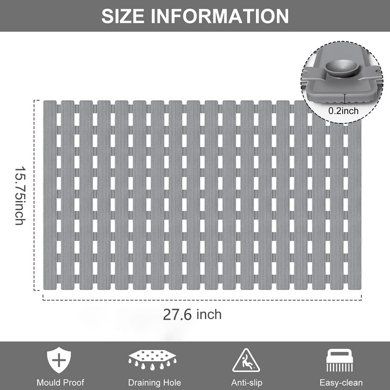 Χαλάκι ποδιού Homaxy PVC Αδιάβροχο Μαλακό αντιολισθητικό χαλάκι μπάνιου με βεντούζες για χαλί ντουζιέρας πόρτας Χαλί κουζίνας μπανιέρας