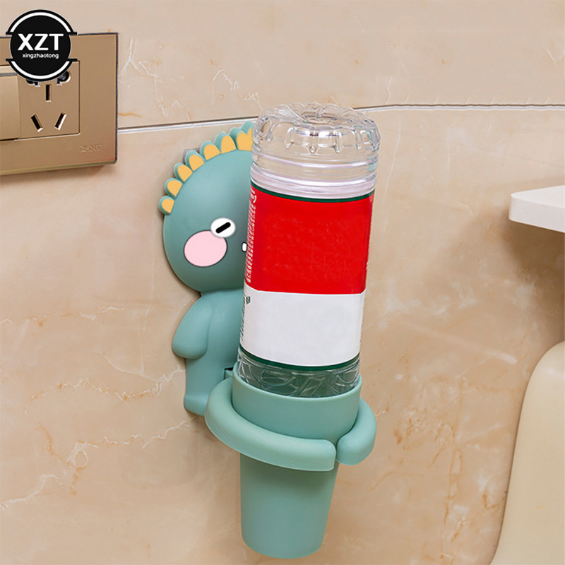 Karikatūra bērniem pie sienas stiprināms zobu krūzīšu komplekts ar glabāšanas statīvu Vannas istabas piederumi pie sienas bērnu mutes skalojamo krūzīšu uzglabāšanas statīvs